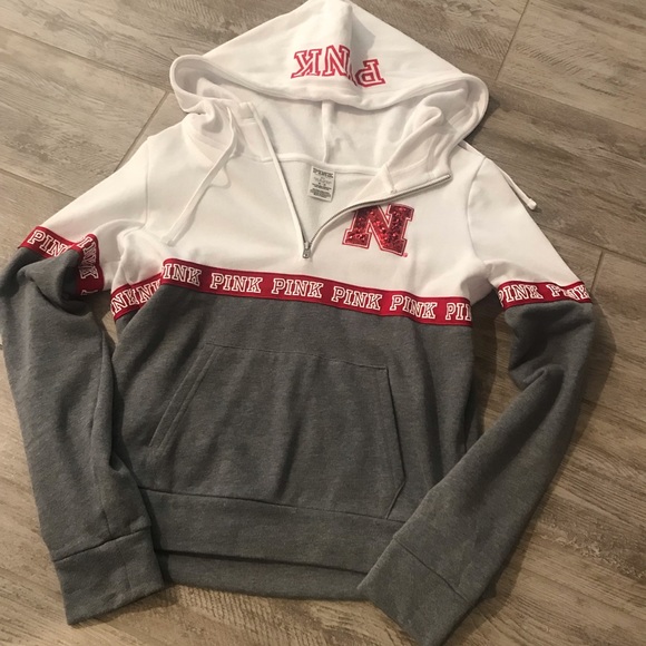 PINK Victoria's Secret Sweaters - NEVER WORN! VS PINK NEBRASKA HALF ZIP SWEATER